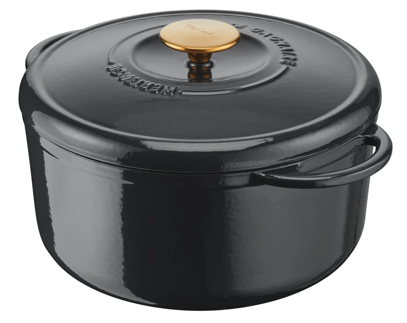 Tefal Pierre Gagnaire Heritage E2570304 Cast Iron Round Casserole, 21 cm, 3.3 L, Condensation Lid, Heavy Duty Enamel, Excellent Heat Retention, Simmer and Slow Cooking, Grey