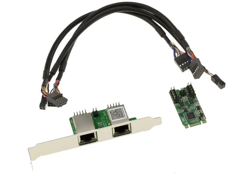 KALEA-INFORMATIQUE M.2 card with 2 GIGABIT ethernet RJ45 LAN ports for M2 PCIe type, M or B+M Key - Dual Chipset RealtekRTL8111H
