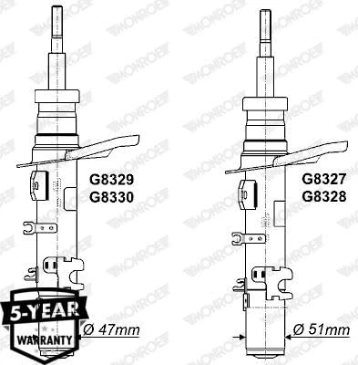 MONROE SHOCK ABSORBER | G8327 | FRONT | FOR CITROËN C-ELYSEE 2012- | OE-MATCHING QUALITY | SMOOTH RIDE & CONTROL
