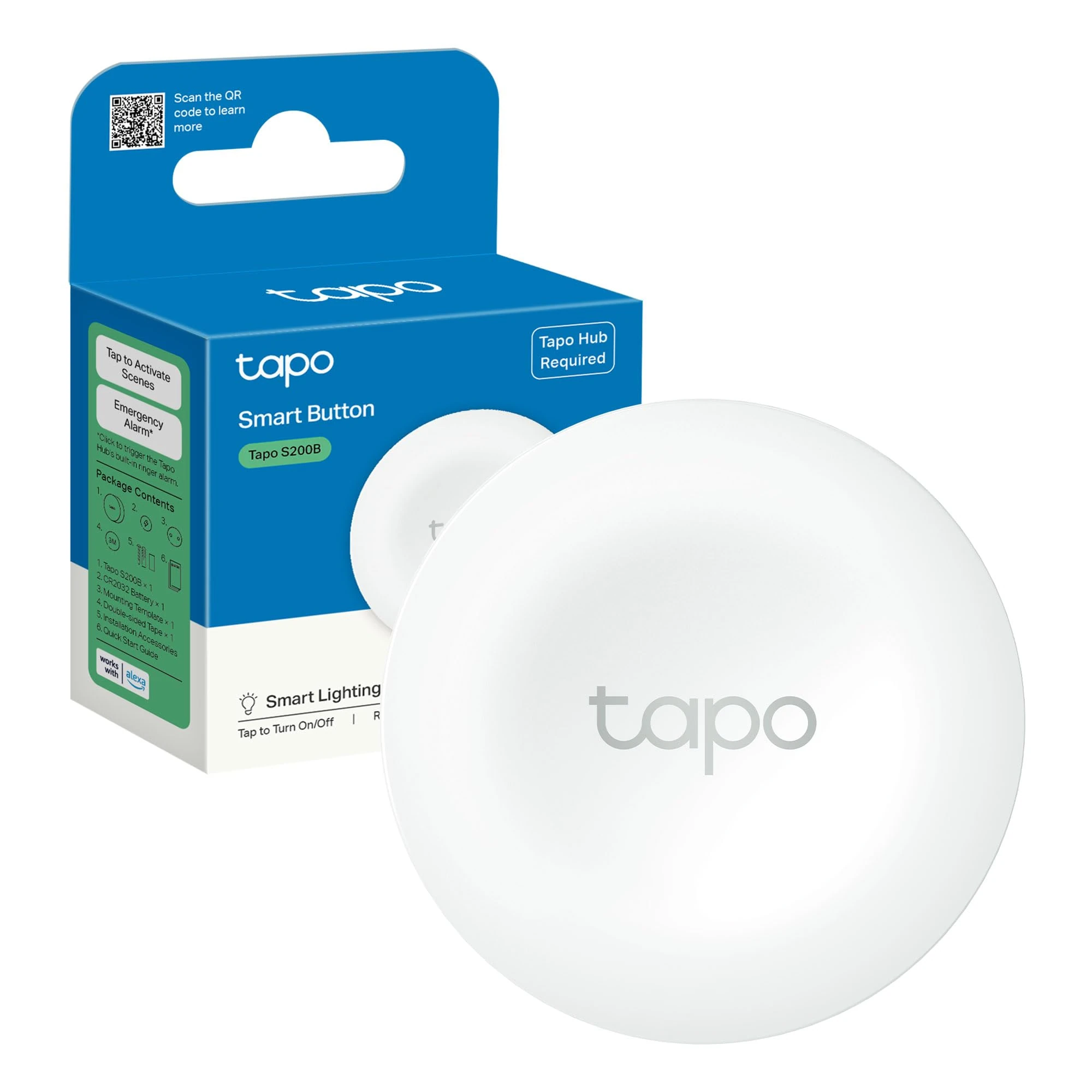 Tapo S200B Smart Button, One-Click Alarm, Lighting Control, Customized Actions, Smart Doorbell, Magnetic Mounting, Battery Included, Easy Installation, Multiple Locations Control, Tapo Hub Required