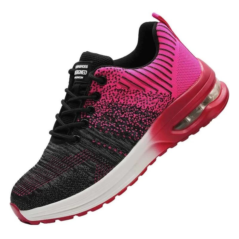 Rona Shoes Safety Shoes Safety Trainers Steel Toe Cap Trainers Work Shoes Lightweight Comfortable Slip On for Women Ladies Delta Pink UK5 / EU37