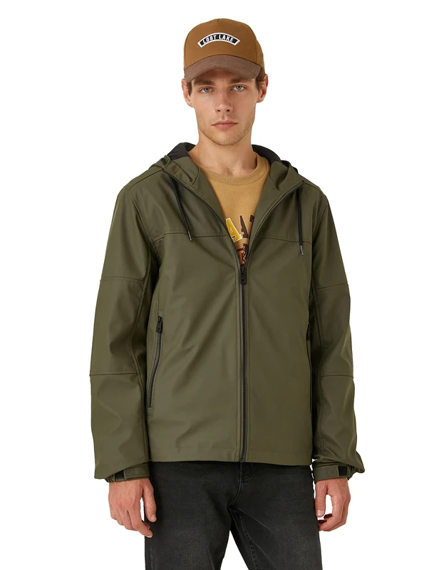 Koton Men's Anorak Jacket Zip Detail, Khaki (853), S - Image 1