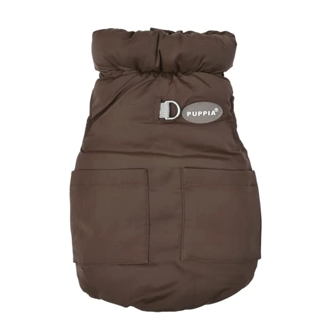 PUFFER VEST JUMPER Dog coat Brown M - Image 1