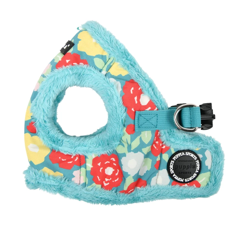 Puppia Alyssa Vest Dog Harness Step-in Warm Winter Flower Pattern for Small and Medium Dog, Aqua, X-Large