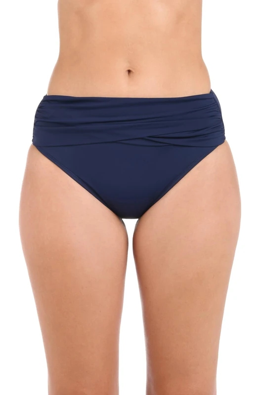 La Blanca Women's Island Goddess Banded Hipster Swimsuit Bottom Bikini, Indigo, 16