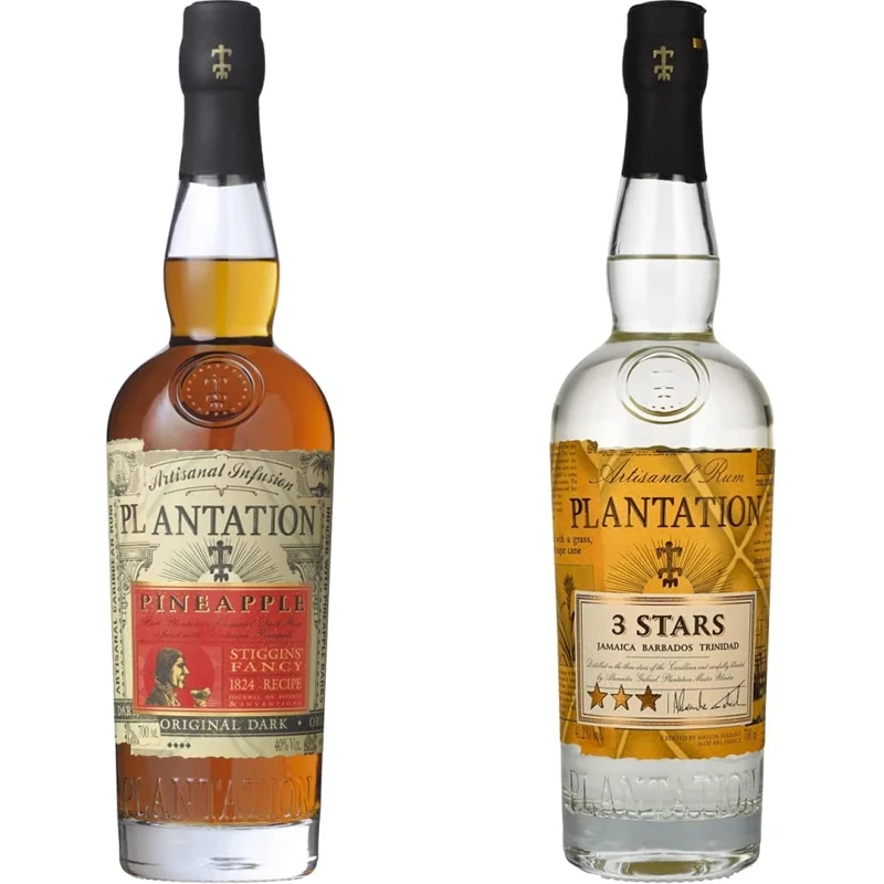 Plantation Stiggins Fancy Pineapple Rum 70cl, 40% ABV Fruit-infused Rum & 3 Stars White Rum 70cl, 41.2% ABV, Barbados, Jamaica & Trinidad