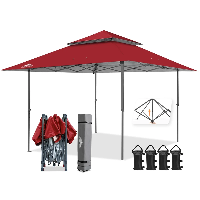EAGLE PEAK 4 x 4 m Outdoor Garden Gazebo with Vent Double Roof Waterproof for Gazebo Recipe Tent (Red)