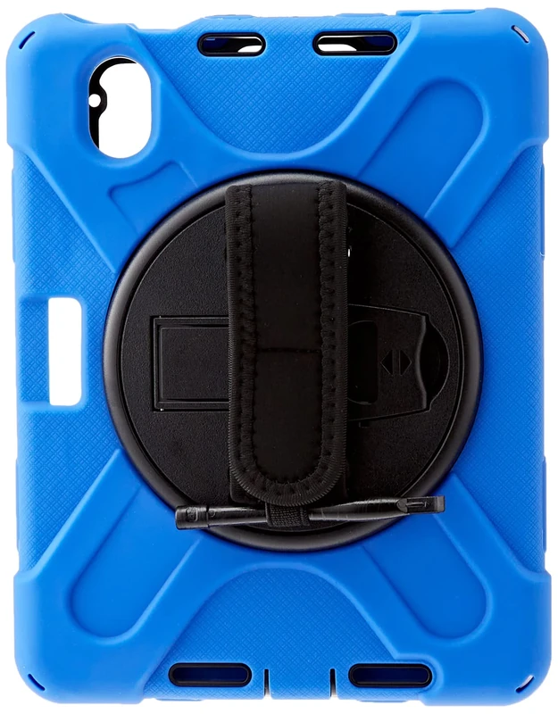 iPad Mini 6th Generation 2021 Case with Pen Holder, Shockproof Rugged Case for iPad 8.3 inch with Rotating Stand and Hand Strap - Blue