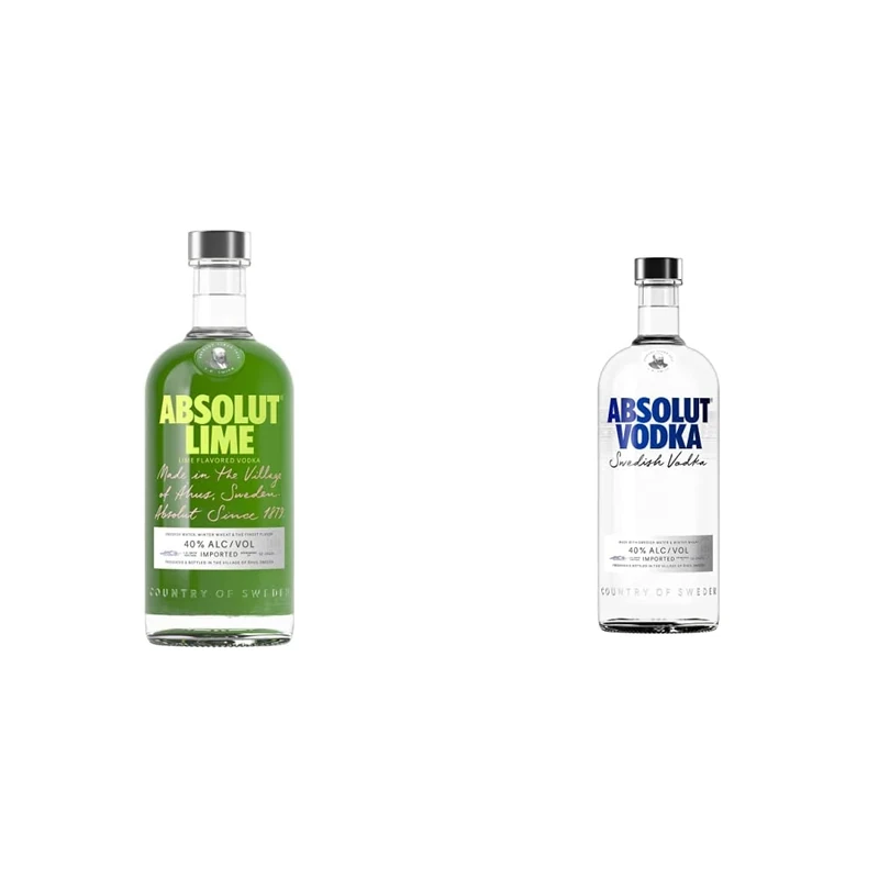 Absolut Lime Flavoured Swedish Vodka, 70 cl & Original Swedish Vodka, 1L