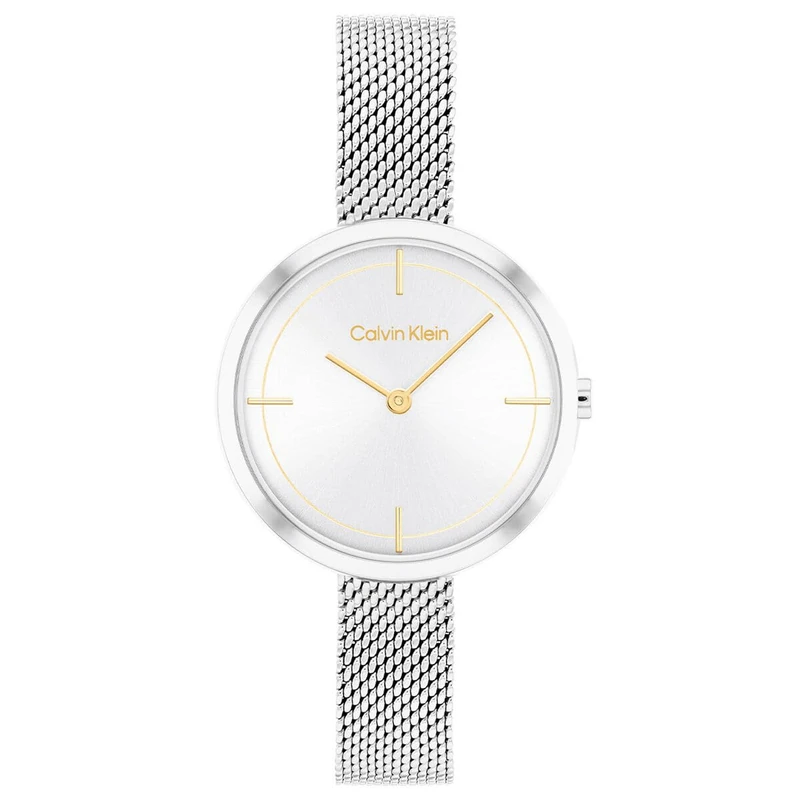 Calvin Klein Analogue Quartz Watch for Women with Silver Stainless Steel mesh Bracelet - 25200184
