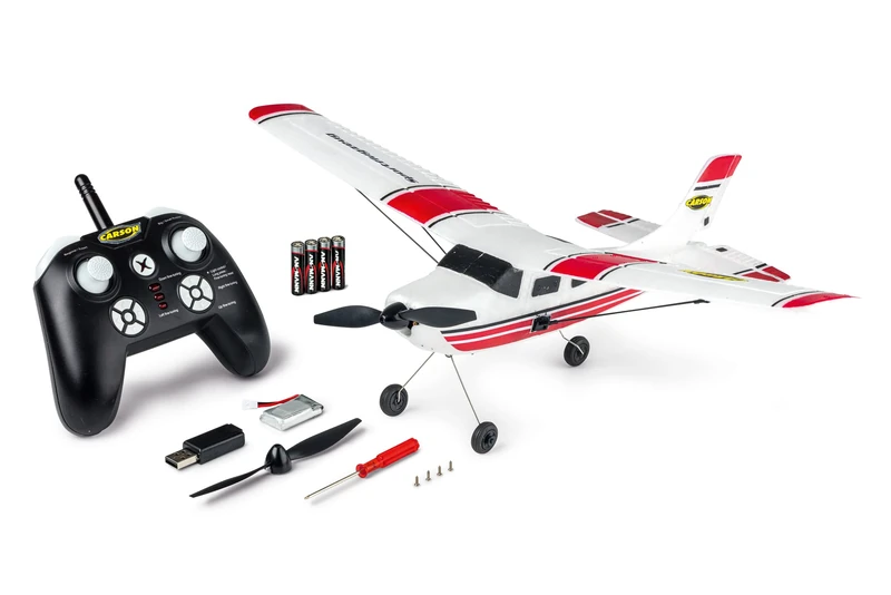 Carson 500505033 RC Sports Plane 2.4 GHz 100% RTR Red - Remote Control Aeroplane - Robust RTF (Ready to Fly) Model for Beginners - Includes Batteries and Remote Control