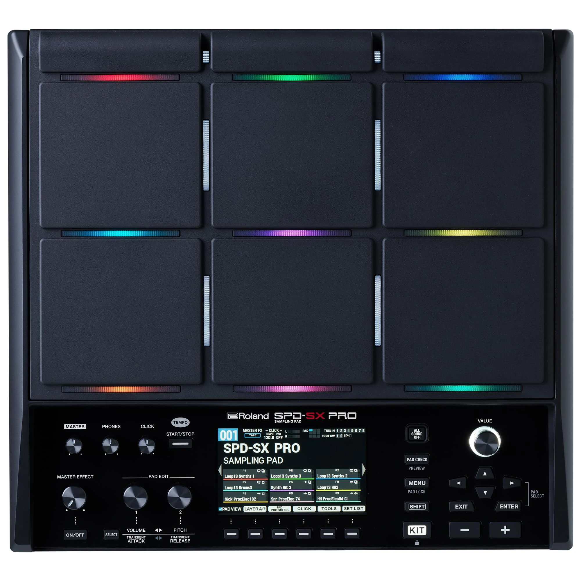 ROLAND SPD-SX PRO Sampling Pad | The Flagship for Drummers & Other Musicians | 9 Playing Surfaces, 8 External Trigger Inputs, Color Display, Customizable LEDs, Onboard FX More