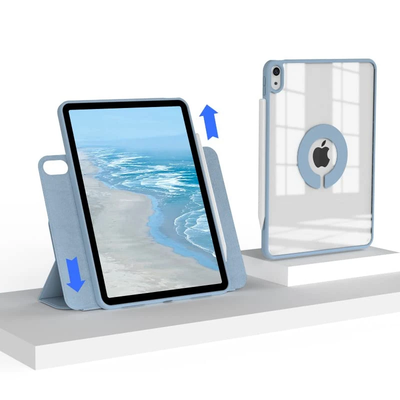 for 2021/2020 iPad Pro 11" Gen 2/3 Magnetic Removable Back Cover, 720° Rotating Magnetic Cover [Built-in Pencil Holder] Auto Wake/Sleep