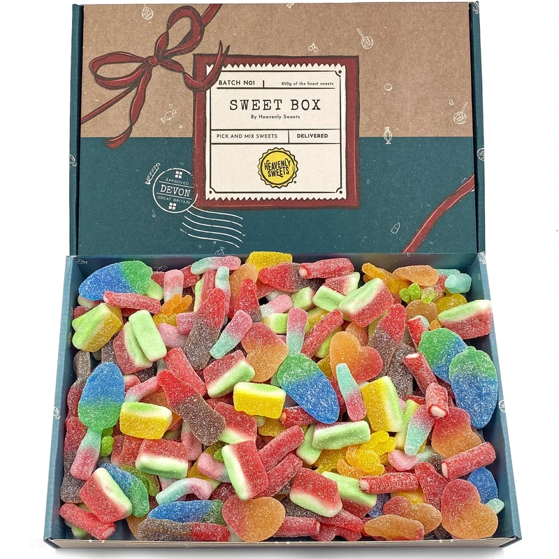 Heavenly Sweets | Pick and Mix Sweets Gift Box Fizzy Hamper | Premium 850g Sour Gummy Retro Candy | Birthday Party Easter Get Well Assortment | Pick & Mix Treats Selection Kids Adults