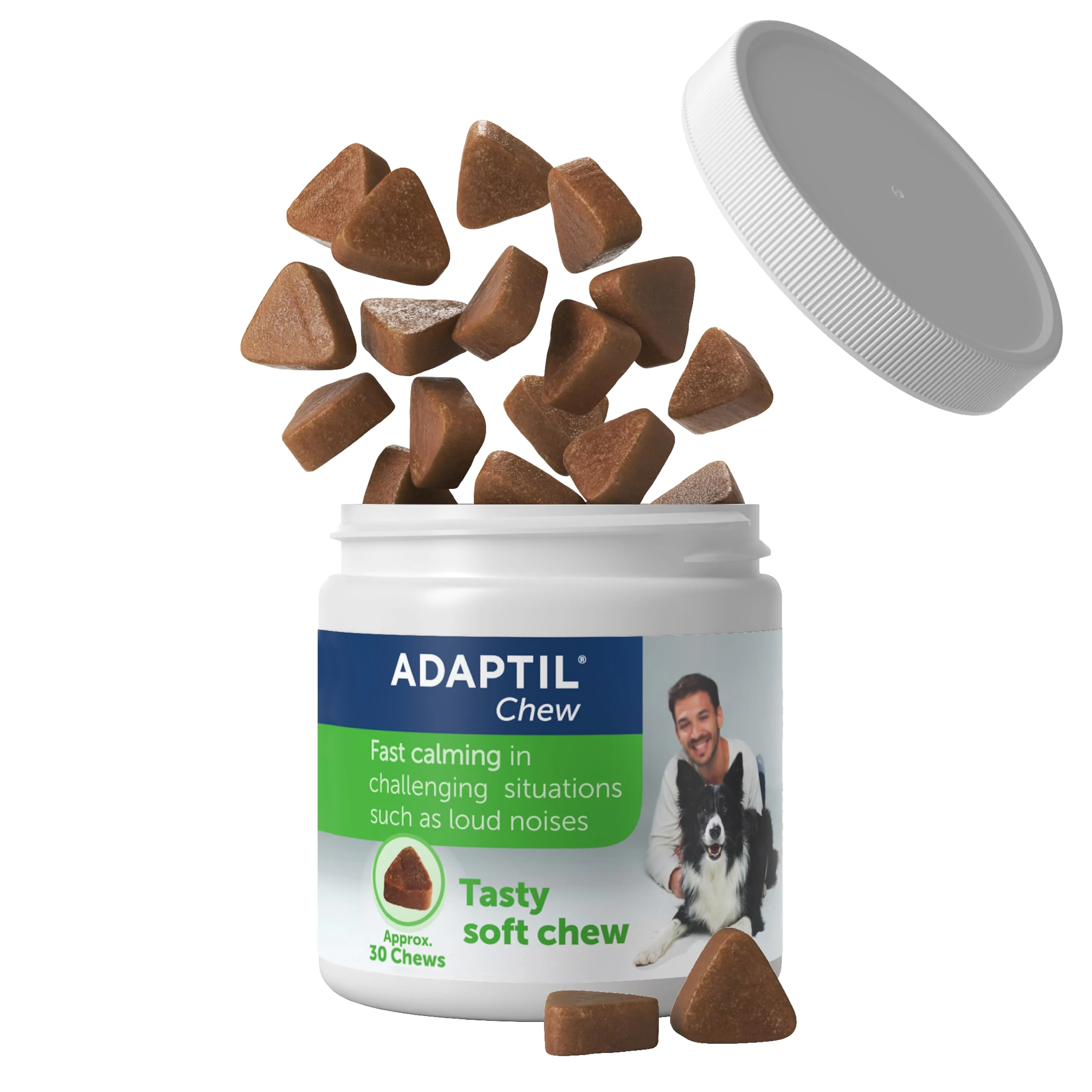 Adaptil Chew Calming Dog Treats | 30 Fast Acting Dog Calming Treats That Help Reduce Stress And Anxiety For Dogs | Tasty Chews Help In Challenging Situations Like Fireworks Thunderstorms And Travel
