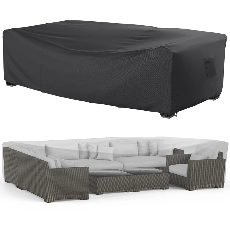 Mrrihand Garden Furniture Covers 280x204x106 cm, Waterproof Patio Furniture Covers 600D Oxford Fabric with PU Coating, Anti-UV, Outdoor Table Cover with Large Air Outlet for Tables, Chairs (MHD-083)