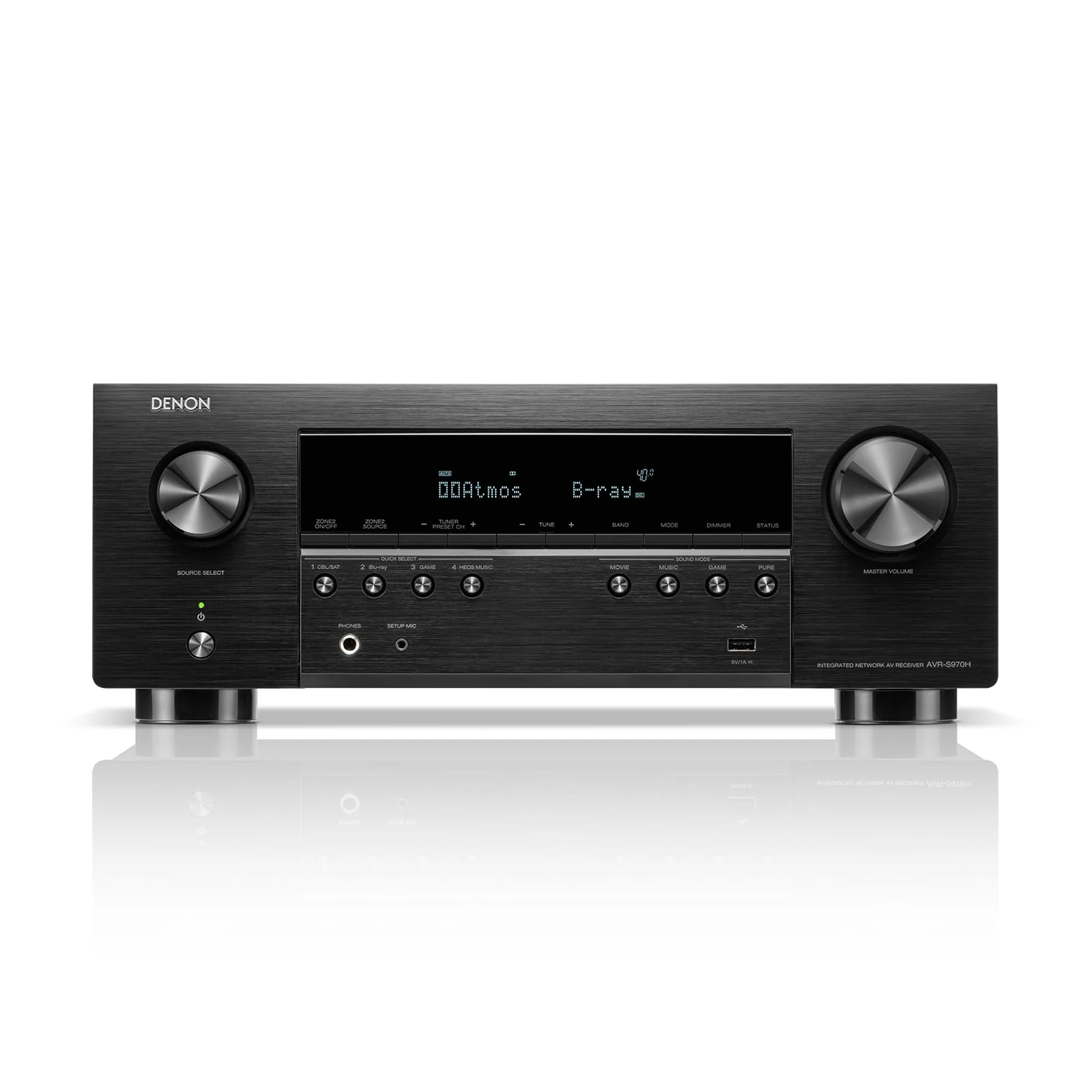 Denon AVR-S970H 8K AV Receiver, 7.2ch Home Cinema Amplifier, Dolby Atmos, DTS:X, Dolby Surround Sound, and DTS Neural:X, Alexa Compatible, Bluetooth, AirPlay 2 and HEOS Built-in Multiroom Audio, Black