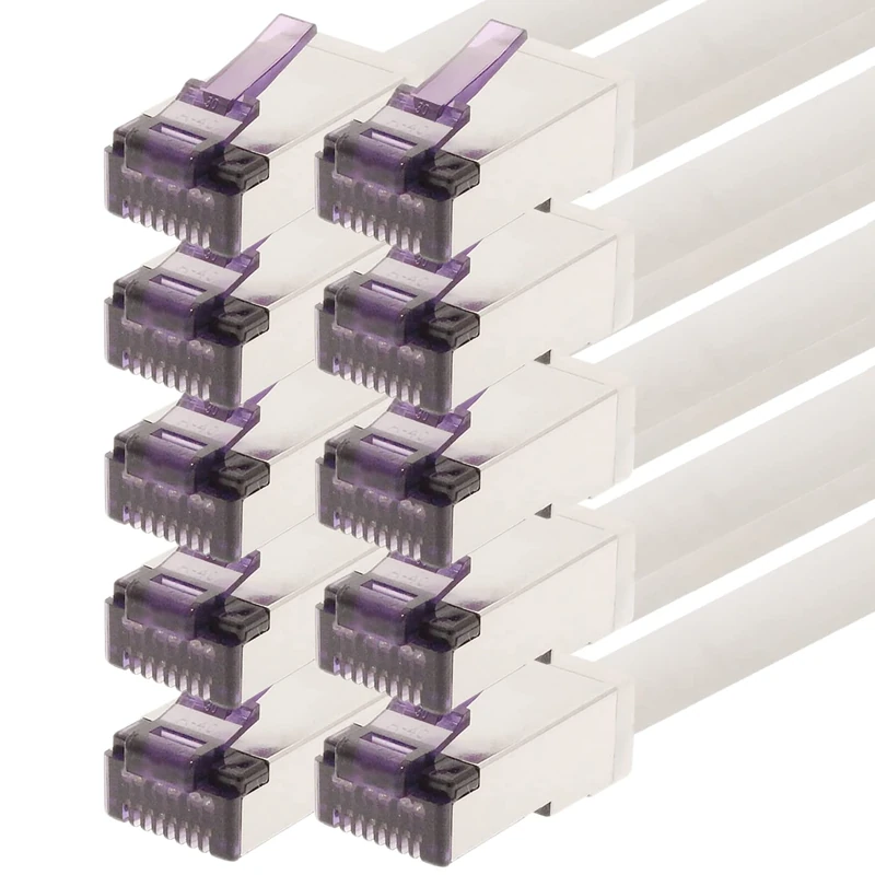 1aTTack.de - 7.5m - CAT6a Superflex Ethernet Gigabit LAN network cable RJ45 CAT6 A patch cable 10000 Mbit s SFTP PIMF 500 MHz compatible with CAT6 CAT5 - white - 10 pieces