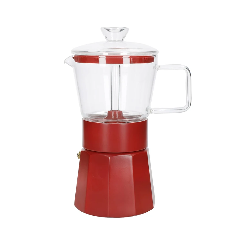 La Cafetière Verona Glass Espresso Maker, Red, 6 Cup, Gift Boxed