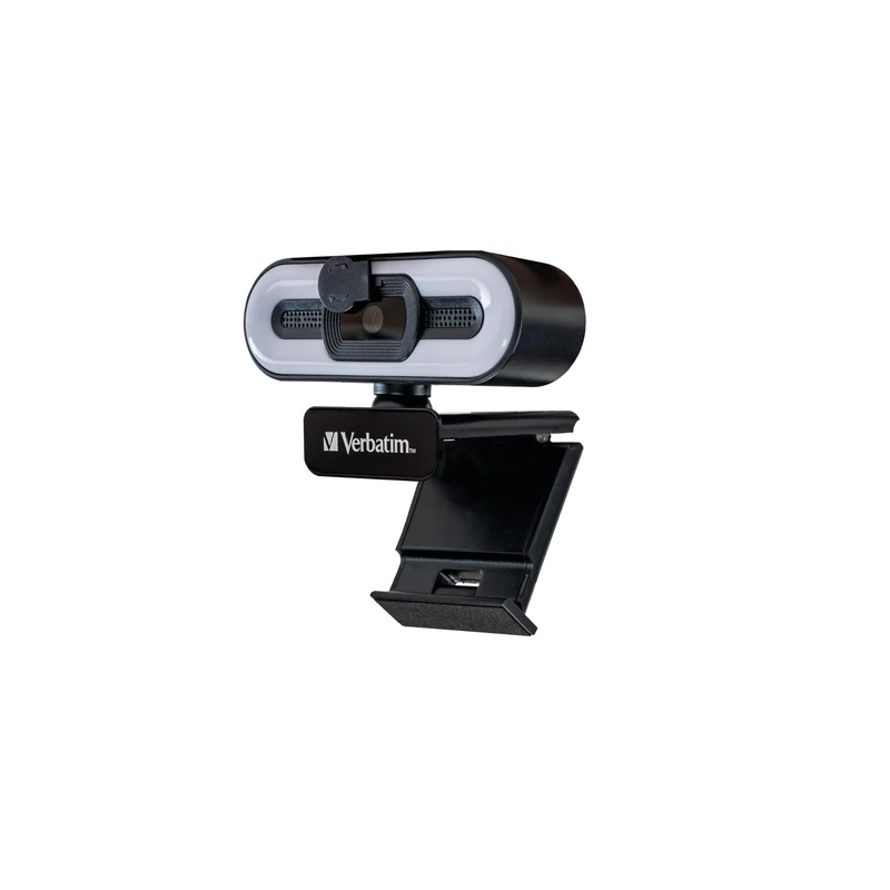 Verbatim Webcam with Microphone and Lighting, External Camera for Computer or Laptop with Full HD 1080P Auto Focus for Video Calls in Home Office or Streaming Cam