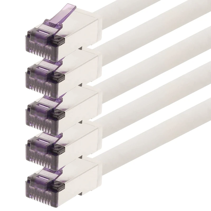 1aTTack.de - 10m - CAT6a Superflex Ethernet Gigabit LAN network cable RJ45 CAT6 A patch cable 10000 Mbit s SFTP PIMF 500 MHz compatible with CAT6 CAT5 - white - 5 pieces