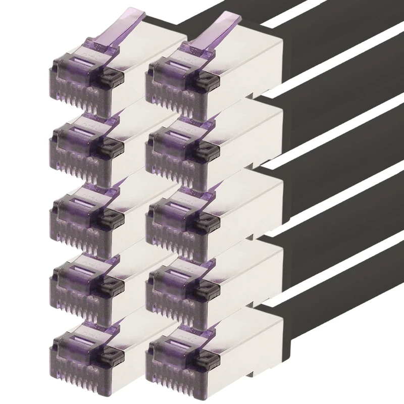 1aTTack.de - 2m - CAT6a Superflex Ethernet Gigabit LAN network cable RJ45 CAT6 A patch cable 10000 Mbit s SFTP PIMF 500 MHz compatible with CAT6 CAT5 - black - 10 pieces - Image 1