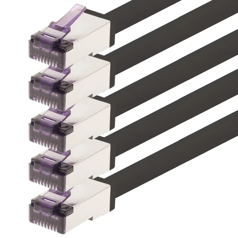 1aTTack.de - 10m - CAT6a Superflex Ethernet Gigabit LAN network cable RJ45 CAT6 A patch cable 10000 Mbit s SFTP PIMF 500 MHz compatible with CAT6 CAT5 - black - 5 pieces