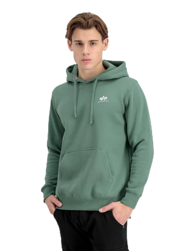 Alpha Industries Men's Basic Hoody Small Logo, Ivy Green, L