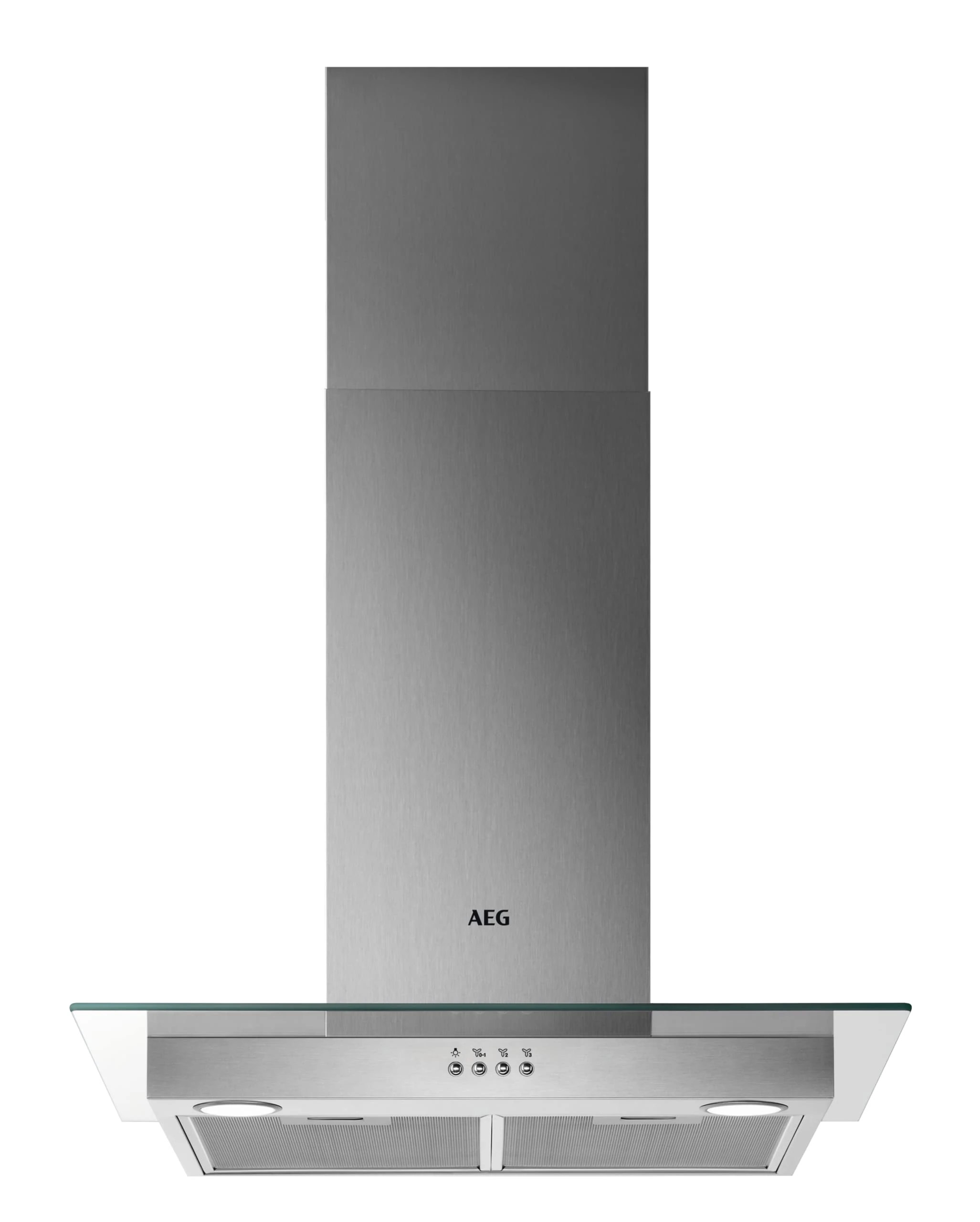 AEG 6000 ExtractionTech Chimney Hood DTB3654M – 60cm Wall Mounted Cooker Hood with Glass Canopy 3 Speeds LED Lighting Powerful Extraction Washable Filter Class C Energy Rating Stainless Steel