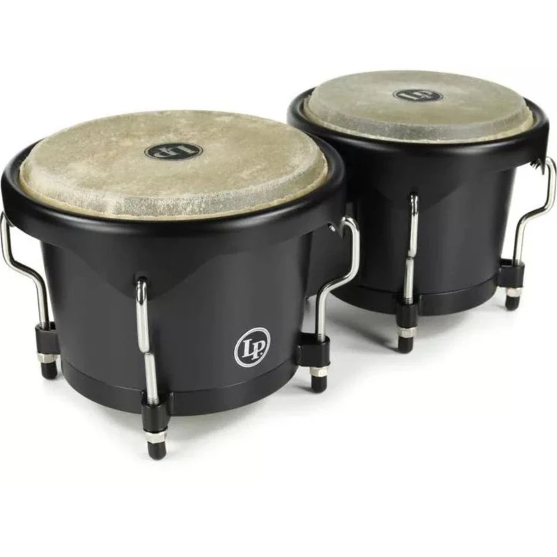 Latin Percussion Discovery Series 6-1/4-inch and 7 1/4-inch Bongo with Free Carrying Bag Drum, Onyx, (LP601D-OX-K)