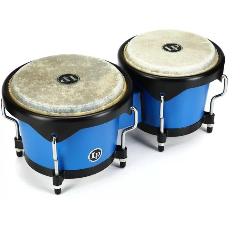 Latin Percussion Discovery Series 6-1/4-inch and 7 1/4-inch Bongo with Free Carrying Bag Drum, Race Car Blue, (LP601D-DB-K)