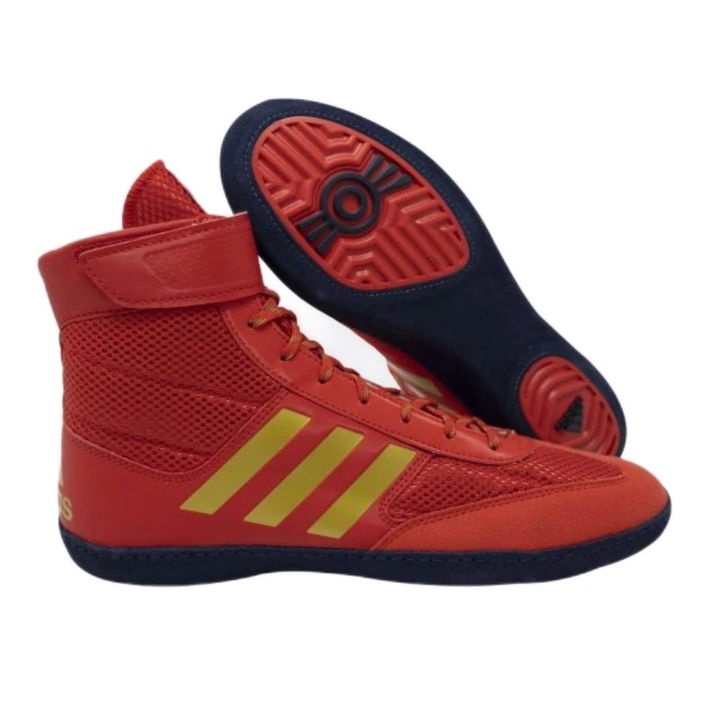 adidas Mens Combat Speed 5 Wrestling Shoe, Red/Gold/Navy, 9.5