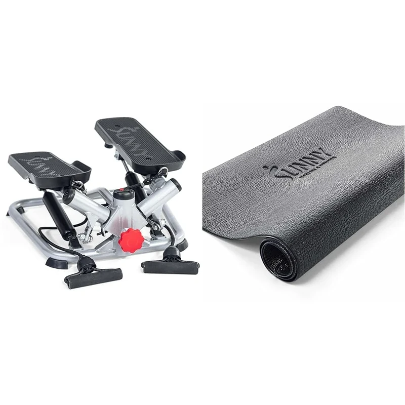 Sunny Health & Fitness Advanced Twist Stepper Machine with Resistance Bands - SF-S0979 + Sunny Health and Fitness Equipment Mat -Extra Small - NO. 074-XS
