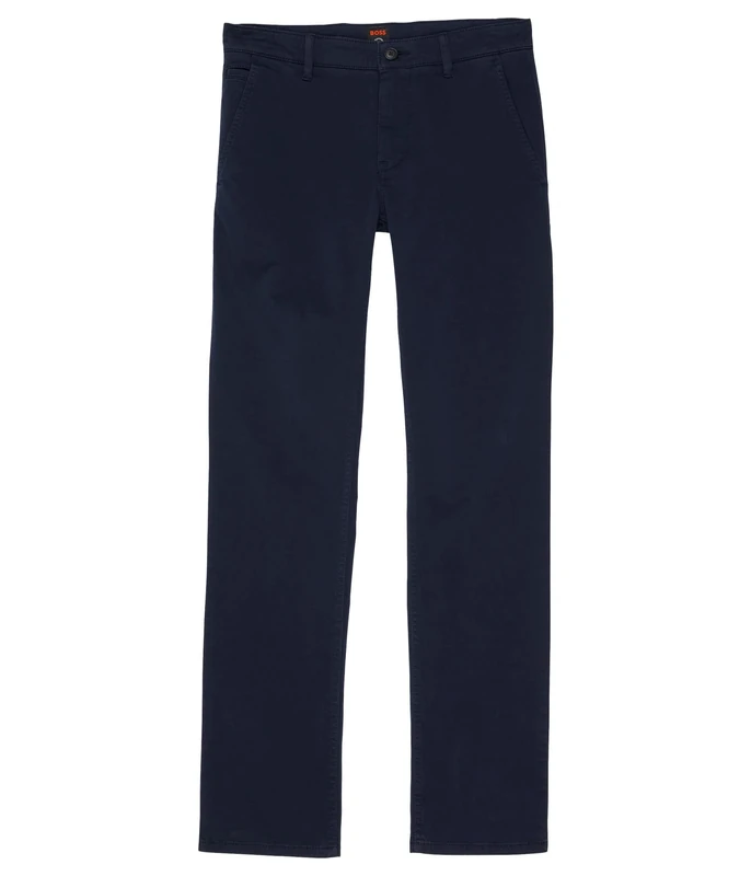 BOSS Men's Slim Fit Cotton Blend Trousers Casual Pants, Navy Captain Blue, 30