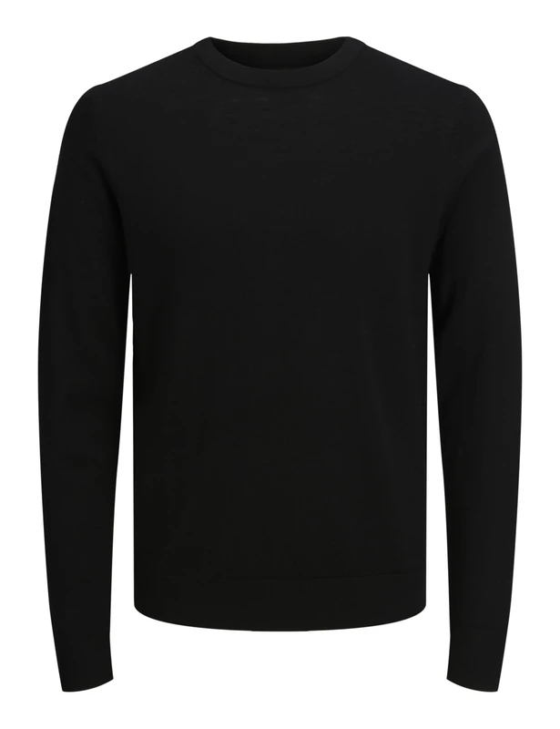 JACK & JONES Mens Jprccmark Merino Crew Neck Noos Knitted Jumper, Black, L UK