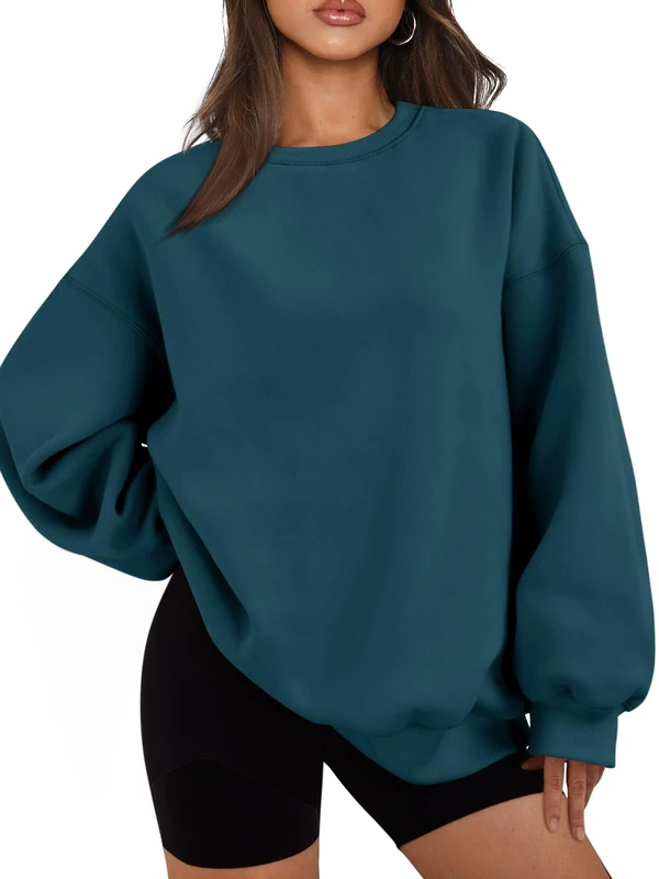 EFAN Womens Oversized Sweatshirts Hoodies Fleece Crew Neck Pullover Sweaters Casual Comfy Fall Fashion Outfits Clothes 2023, Navy, Medium - Image 1