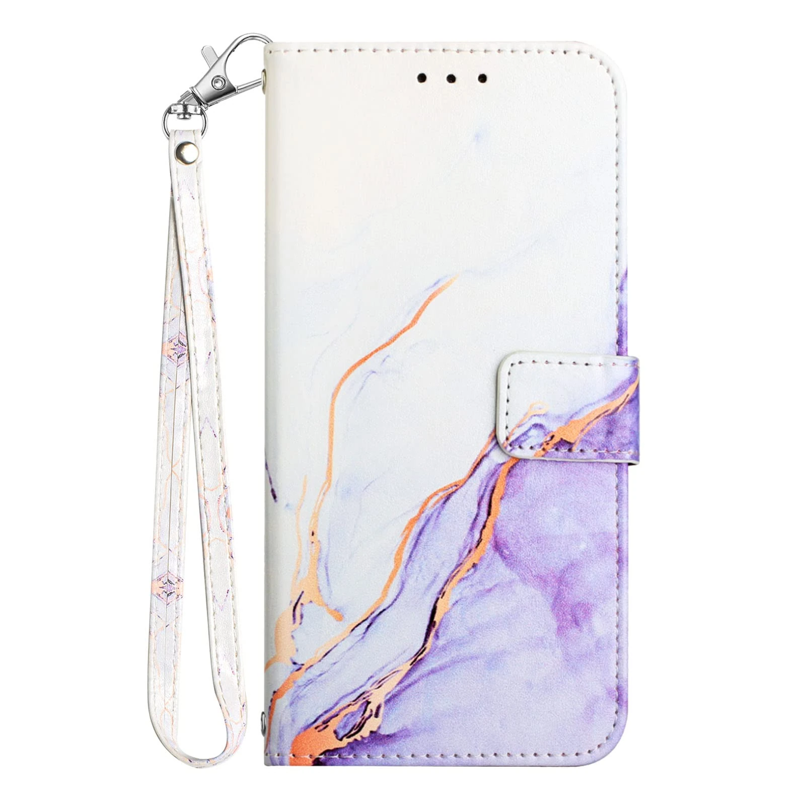 Knoowcase for Samsung Galaxy A23 5G Phone Case Shockproof Marble Cover PU Leather Wallet Bumper with Card Slots Magnet Kickstand Full Protection Shell Case for Samsung A23 5G, White Purple