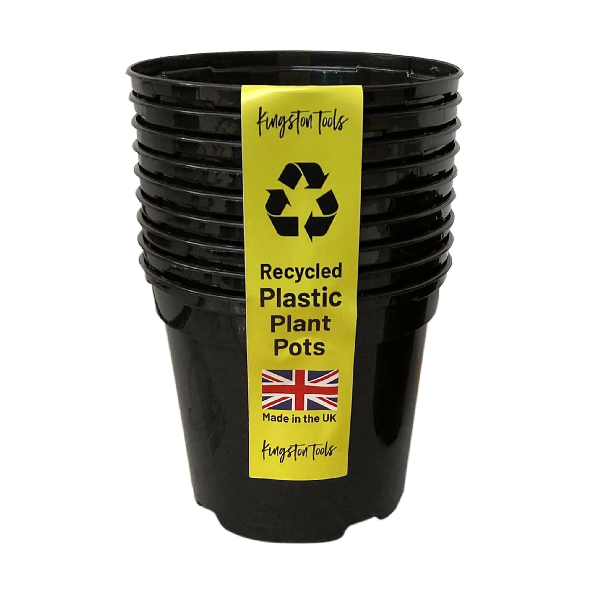 Kingston Tools Premium Recycled Plastic Garden Planter Pot – Heavy Duty Plant Flower Pots – Indoor Outdoor Home Décor Gardening Planters – Capacity: 1L, Black – Pack of 10