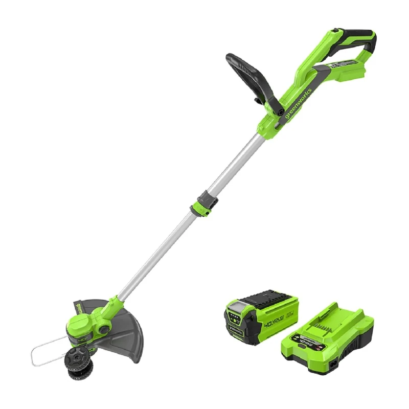 Greenworks 40V Cordless Strimmerwith Grass Trimmer, 33cm Cutting Width, Lightweight at 2.35kg , Autofeed 1.65mm Nylon Line, 40V 2Ah Battery & Charger, 3 Year Guarantee