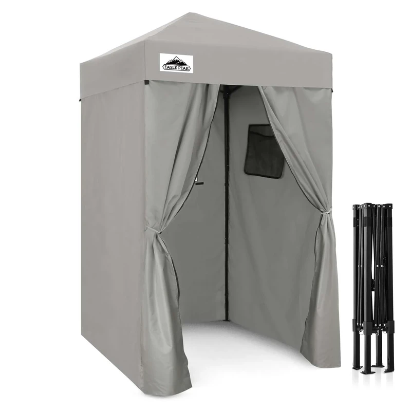 EAGLE PEAK Flex Ultra Compact 1.2mx1.2m Pop-up Canopy, Sun Shelter, Changing Room, Portable Privacy Canopy Cabana for Pool, Fashion Photoshoots, or Camping, Gray