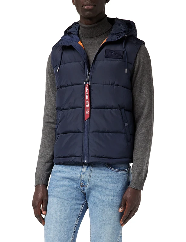 Alpha Industries Men's Hooded Puffer FD Vest, Rep.Blue, XXL