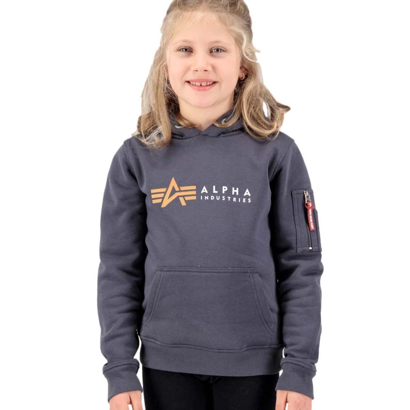 Alpha Industries Alpha Label Kids/Teens Hooded Sweat for Kids and Teens Greyblack