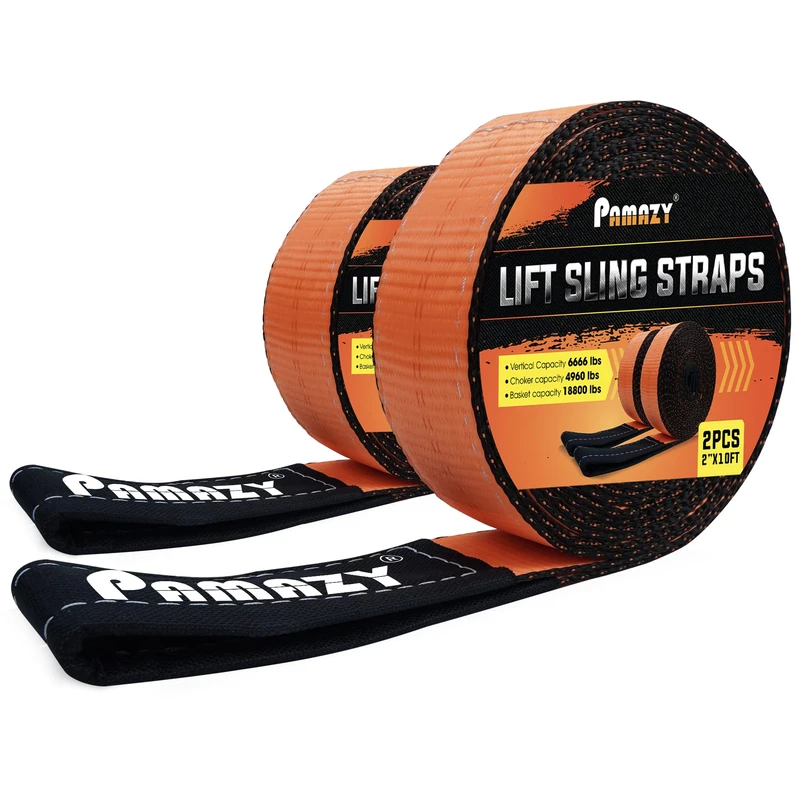 2 Pack 2”x10FT Supper Sturdy Lift Sling Straps, 18800 Pound Capacity Heavy Duty Eye-Eye Nylon Strap for Hoist, 2-Ply Twist Eye Polyester Rigging Straps, Tree Saver Recovery Straps Web Sling Winch