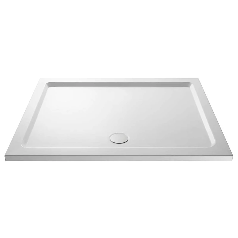VeeBath Space 40mm Slimline Rectangular Stone Resin Shower Tray for Walk in Wet Room Enclosure Cubicle - 1300 x 800mm