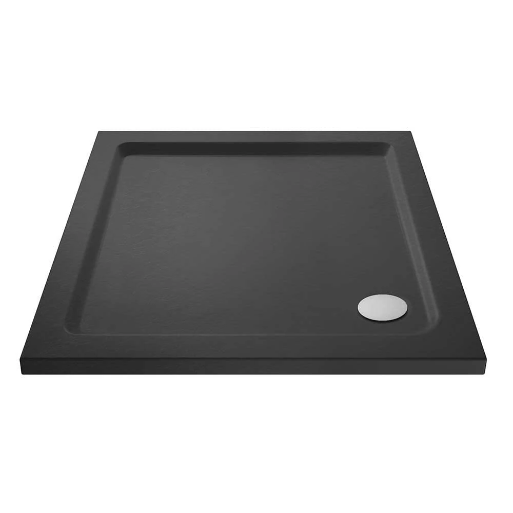 VeeBath 40mm Slate Grey Square Shower Tray for Walk in Wet Room Enclosure Cubicle - 800 x 800mm