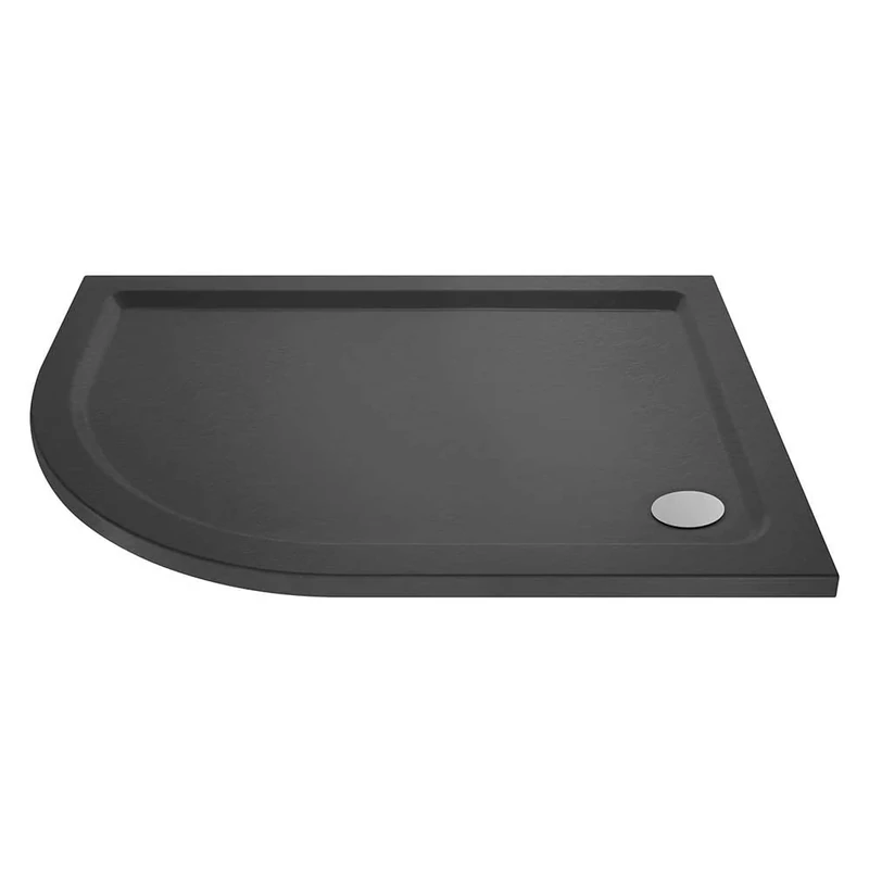VeeBath 40mm Slate Grey Offset Shower Tray LH for Walk in Wet Room Enclosure Cubicle - 1200 x 800mm