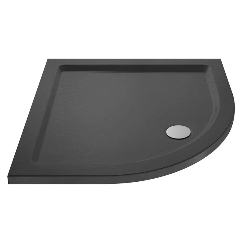 VeeBath 40mm Slate Grey Quadrant Shower Tray for Walk in Wet Room Enclosure Cubicle - 900 x 900mm