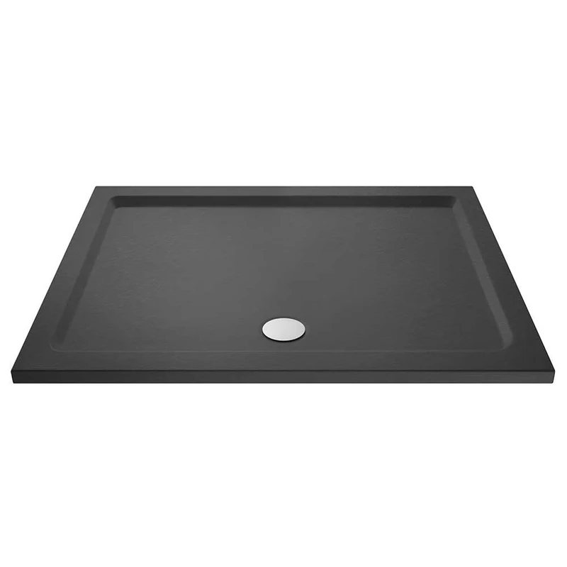VeeBath 40mm Slate Grey Rectangle Shower Tray for Walk in Wet Room Enclosure Cubicle - 1300 x 800mm