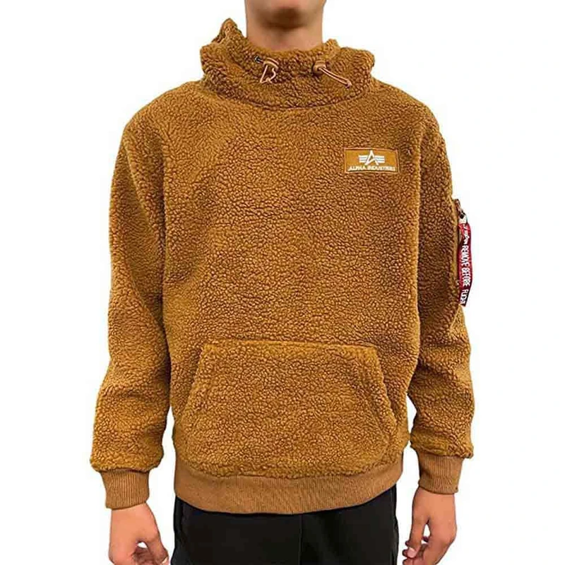 Alpha Industries Teddy Hooded Sweat for Men Camel