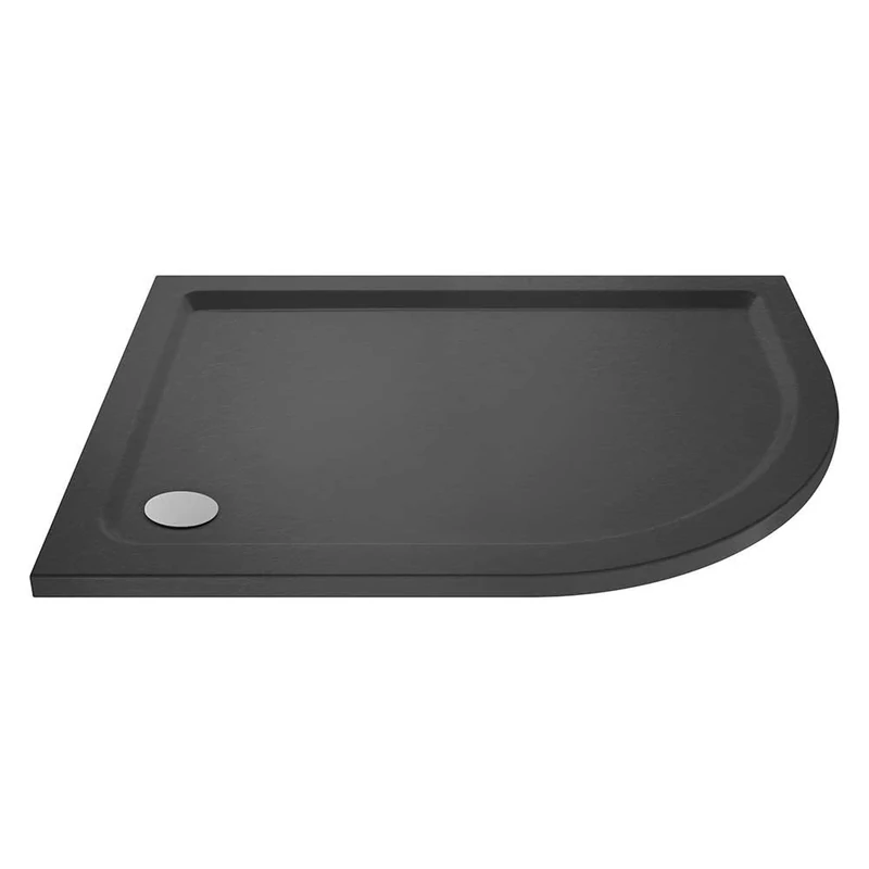 VeeBath 40mm Slate Grey Offset Shower Tray RH for Walk in Wet Room Enclosure Cubicle - 900 x 800mm